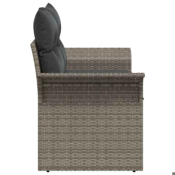 Maison Exclusive - Trädgårdsoffa med grå kudde 141 x 62 x 69 cm polyrotting