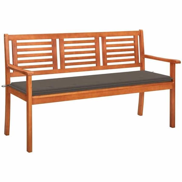 Maison Exclusive - Bænk til haven 3 pladser med pude 150 cm Eucalyptus træ