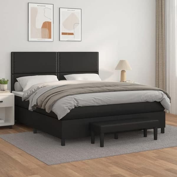 Maison Exclusive - Seng med lameller og madras Sort 180x200 cm Similæder