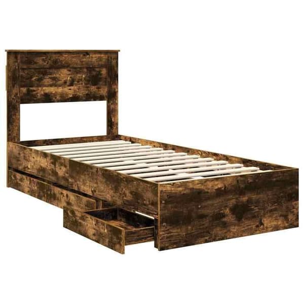 Maison Exclusive - Sängram Rökt ek 100 x 200 cm Ingenjörsträ