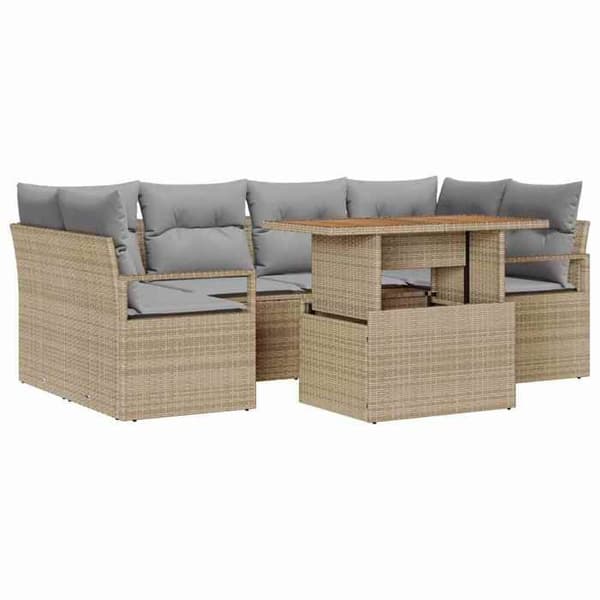 Lounge-soffor - MAISON EXCLUSIVE - 7-delars set - Beige - Poly rattan - 6 platser