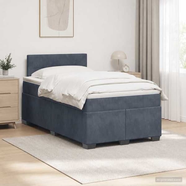 Maison Exclusive - Boxspring seng med madras Mørkegrå 120 x 200 cm Velour Mörkgrå