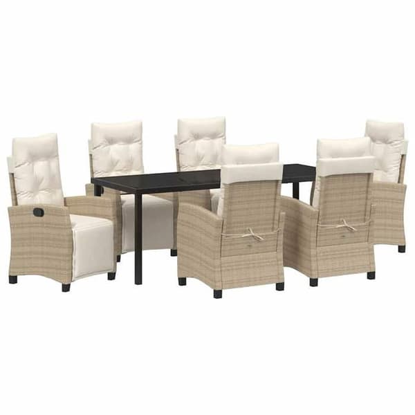 Maison Exclusive - 7 pc spisestue sæt til haven i beige polyrotin beige