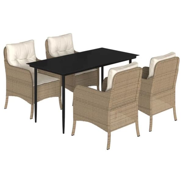Maison Exclusive - Puutarhakalusteryhmä tyynyillä 5 kpl Beige polyrottinki