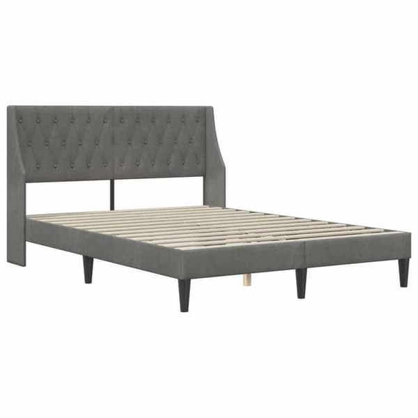 Maison Exclusive - Sängram med madrass Mörkgrå 140 x 200 cm Sammet
