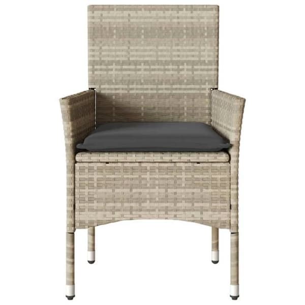 Maison Exclusive - Trädgårdsstolar med kuddar, set om 2, ljusgrå, flätad resin ljusgrått