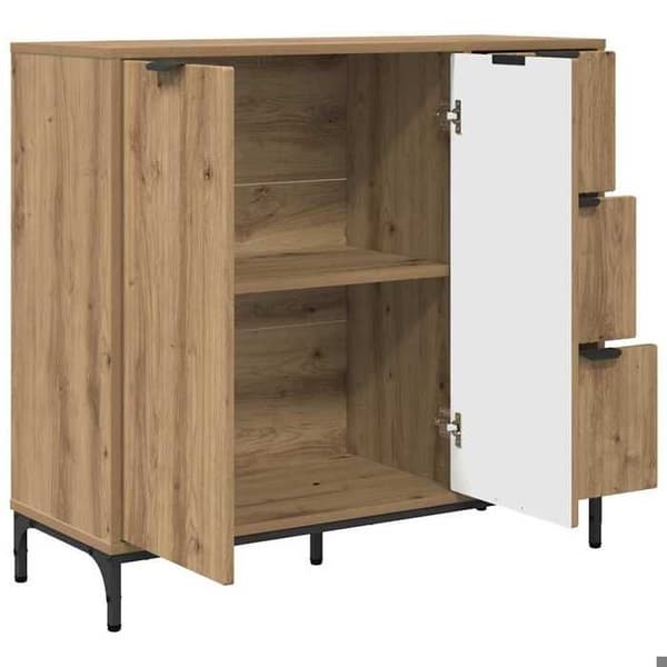 Buffé - EXKLUSIVT HEM - Modell ek - Ingenjörsträ - 89,5x33x82 cm - Väggmontering mot tippning Ek