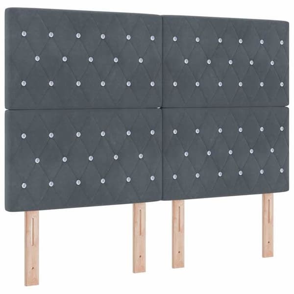 Maison Exclusive - LED-huvudgavel med LED-remsor Mörkgrå 160 cm Sammet