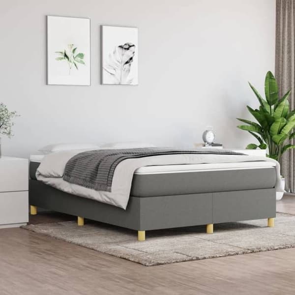 Maison Exclusive - Tummanharmaa sänkyrunko, jossa on sälepohja 140x190 cm kangas mörkgrå