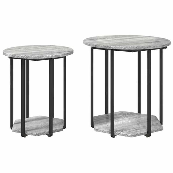 Maison Exclusive - Set med sidobord 2 st Grå 50 x 50 x 50,5 cm Grå
