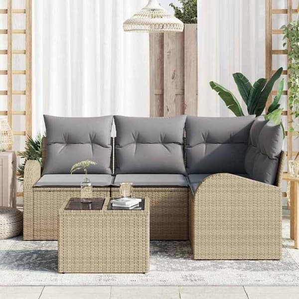 Trädgårdsmöbler - EXKLUSIVT HUS - Rektangulär design - Beige - Polyrotting - Modulär beige
