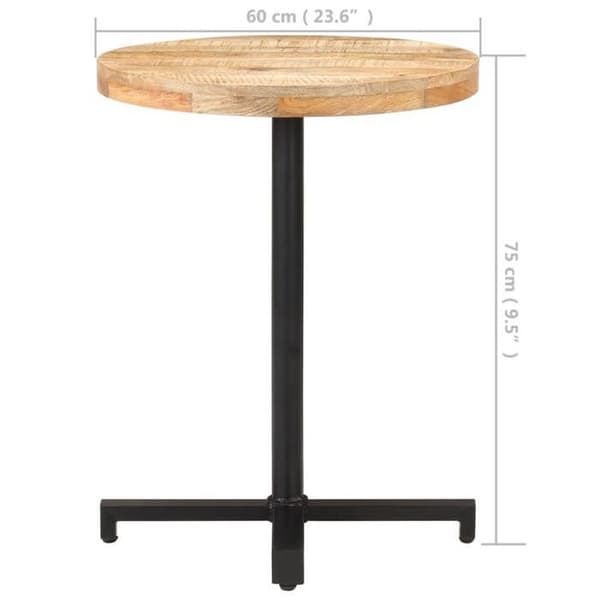 Maison Exclusive - Pyöreä bistropöytä Ø60x75 cm raaka mangopuu