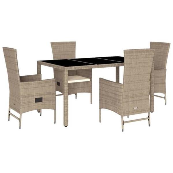 Maison Exclusive - Puutarhakalusteryhmä tyynyillä 5 kpl Beige polyrottinki