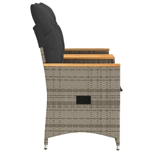 Havemøbel - EKSKLUSIVT HUS - 2 pladser - Grå poly rattan - Justerbar ryg - Indbygget midterbord Grå