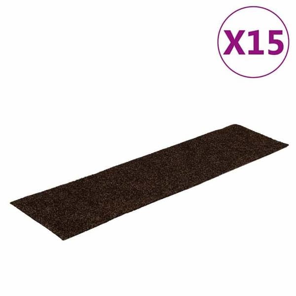 Maison Exclusive - Självhäftande trappmattor 15 stycken 76 x 20 cm Brun Rektangulär