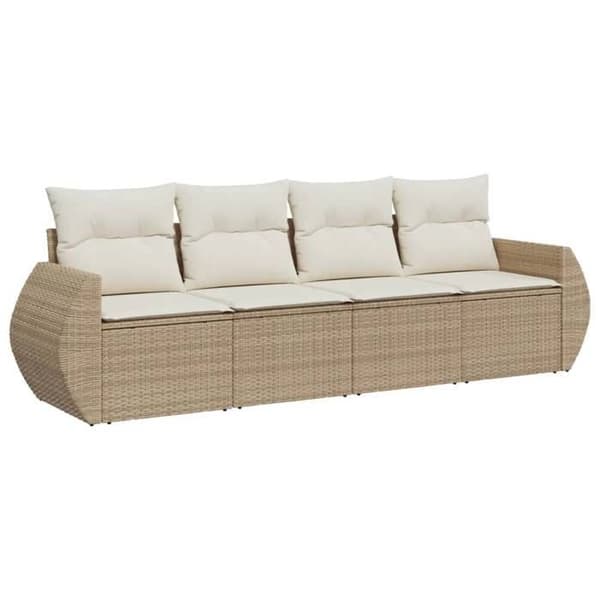 Maison Exclusive - Puutarhakalusteet tyynyillä 4 kpl beige punottu muovi