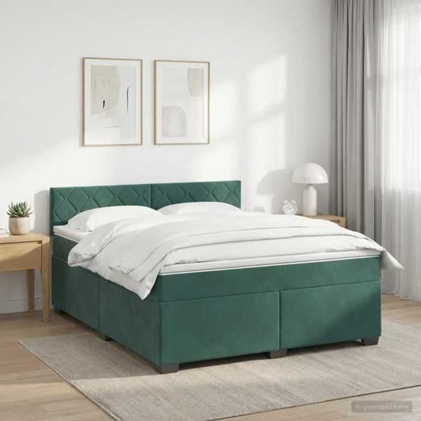 Maison Exclusive - Boxspring säng med mörkgrön madrass 140 x 200 cm Sammet Mörkgrön