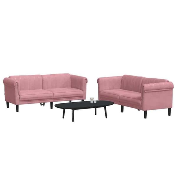 Maison Exclusive - Set med 2 soffor i rosa sammet