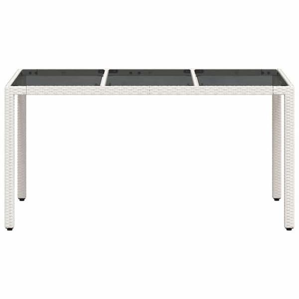 Maison Exclusive - Trädgårdsbord med vit glasöverdel i flätad resin