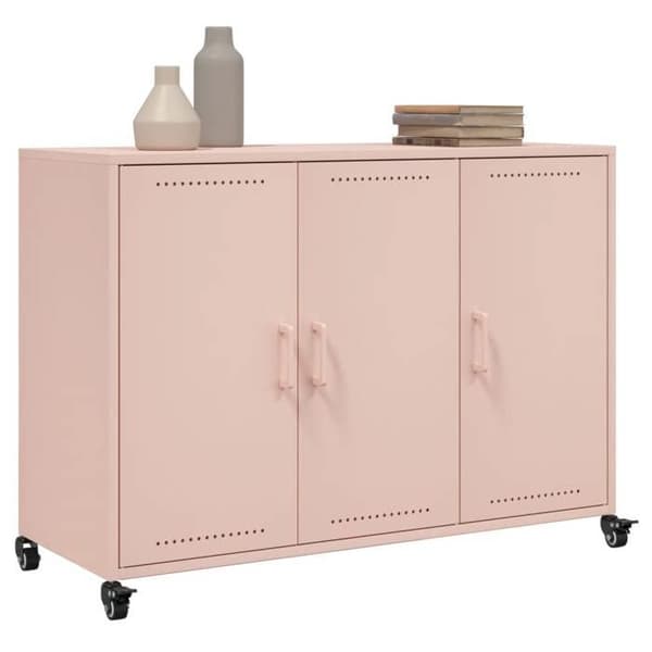 Buffet - EKSKLUSIVT HUS - 100,5 x 39 x 72 cm - Holdbart stål - 4 hjul - Rosa Ros
