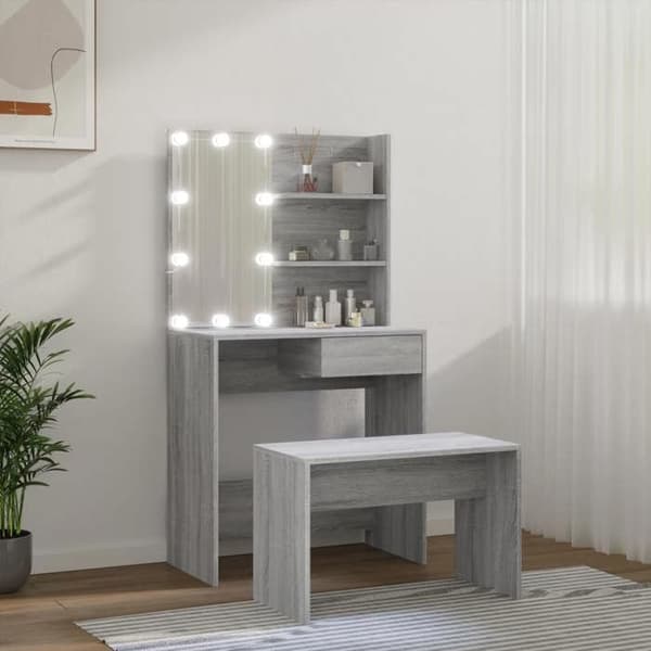 Maison Exclusive - Sminkbord med LED Sonoma grå Ingenjörsträ