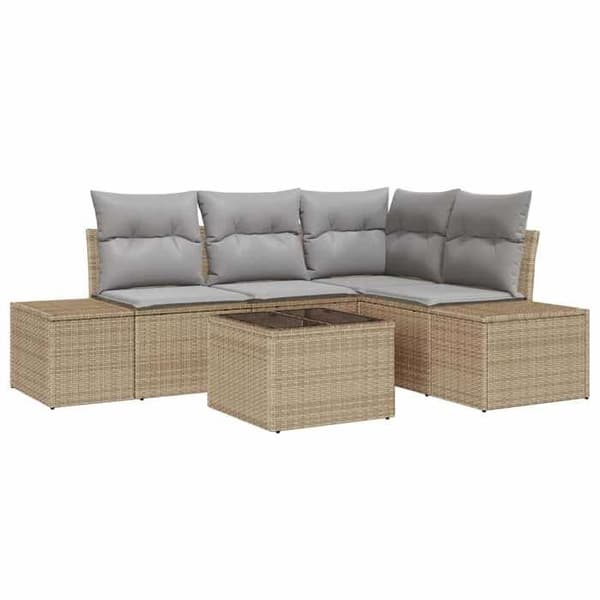 Maison Exclusive - Sæt af have-sofa i beige og lys grå polyrotin