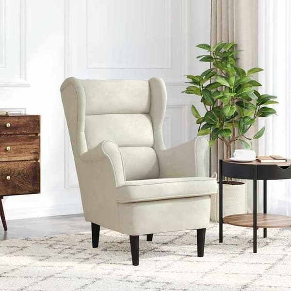 Maison Exclusive - Hvid creme velour lænestol