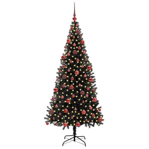 Juletræ - EKSKLUSIVT HUS - Kegle - 180 cm - Sort - PVC - LED USB Svart