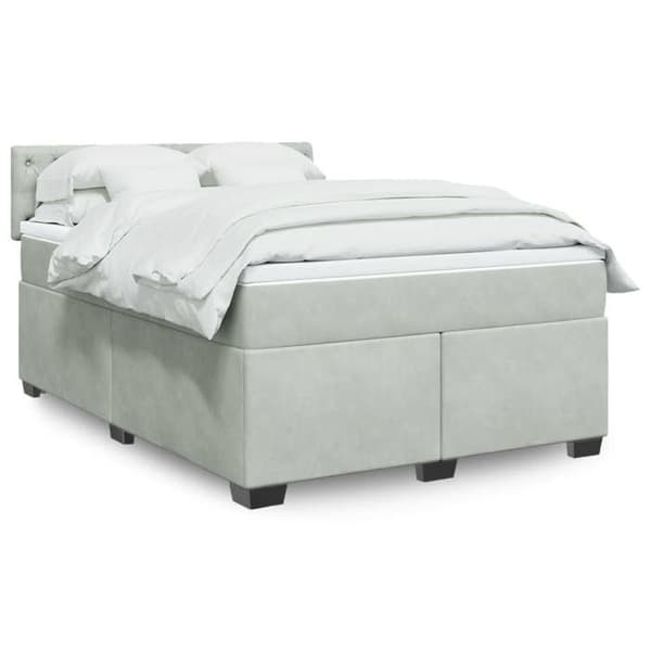 Maison Exclusive - Seng solid bund med socker og madras Grå 160x200cm Velour