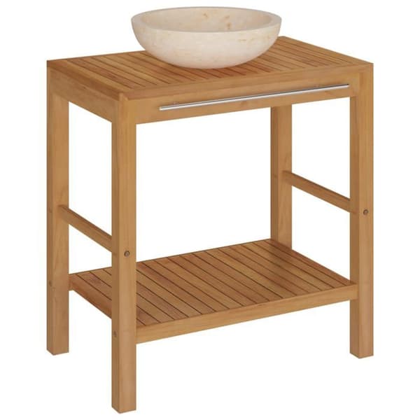 Maison Exclusive - Solid teak badeværelse skab med creme marmor vask Grädde