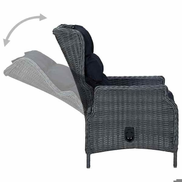 Maison Exclusive - Trädgårdsfåtölj med lutning, kuddar, flätad resin, mörkgrå