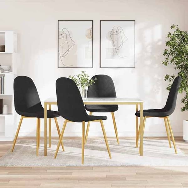 Maison Exclusive - Sæt med 4 spisestuestole i sort fløjl