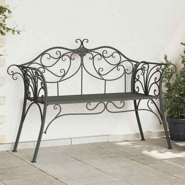 Maison Exclusive - Bænk til haven 2 -pladser 131 x 47,5 x 90 cm Stål Grå Sølv