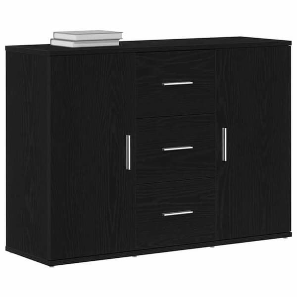 Maison Exclusive - Buffet i sort egetræ 91x29,5x65 cm i ingeniørtræ