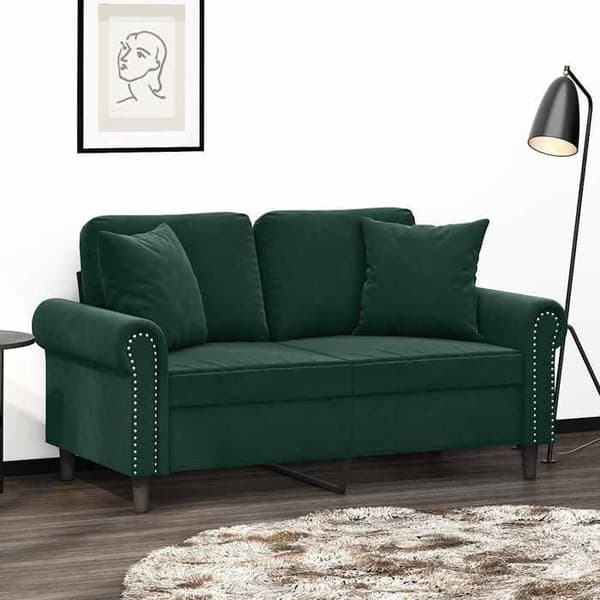 Dekorative puder - EKSKLUSIV HUS - Sæt af 2 - Velour - Mørkegrøn - 40 x 40 cm Mörkgrön