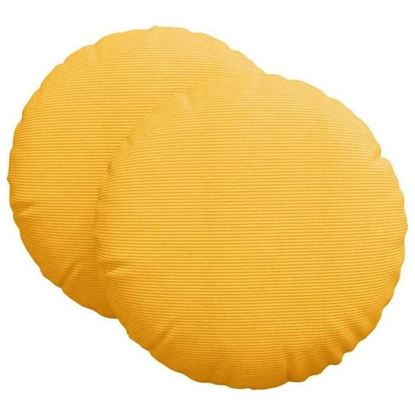 Rund kudde - EXKLUSIV HEM - Ø60 cm - Ribbad sammet - Avtagbar - Gul