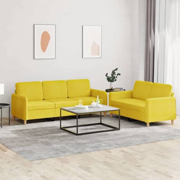 Maison Exclusive - Sæt af 2 sofaer med puder Lys gul Stof