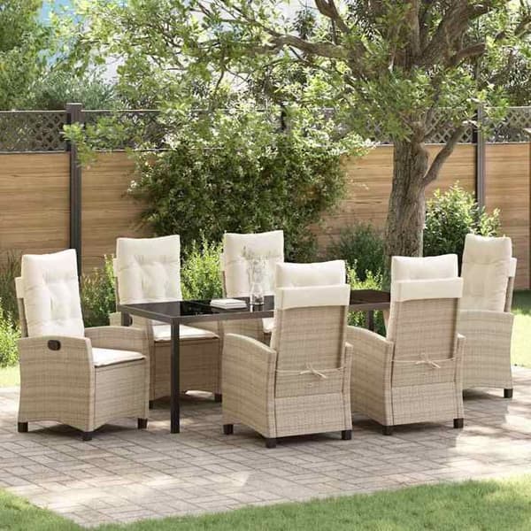 Maison Exclusive - 7 pc spisestue sæt til haven i beige polyrotin beige