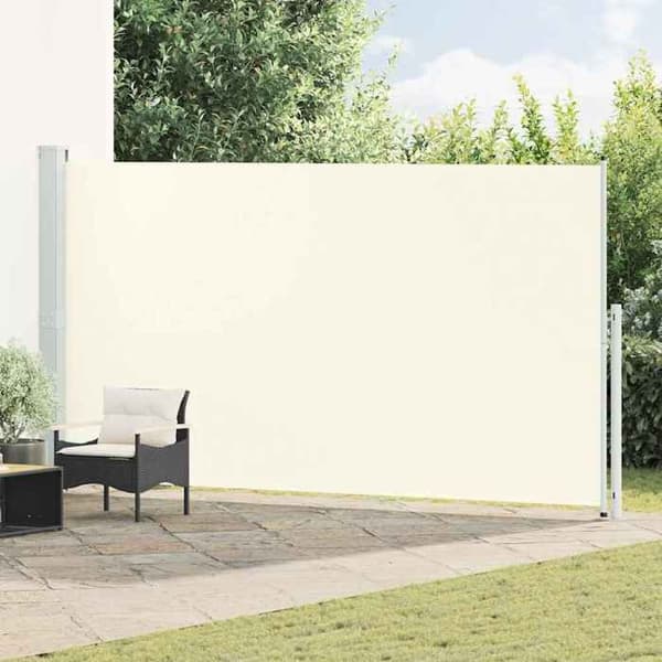 Sidemarkise - EKSKLUSIV HUS - 200 x 514 cm - Creme - UV-bestandig polyester - Manuel, automatisk tilbagevenden Grädde