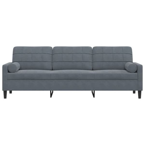 Maison Exclusive - Soffa 3 platser med mörkgrå kuddar 210 cm sammet Mörkgrå