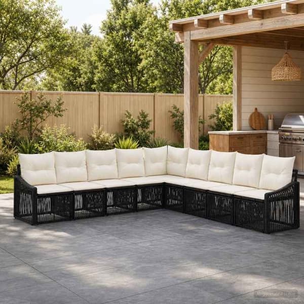 Maison Exclusive - 9 stk. have-sofa sæt i sort polyrotin