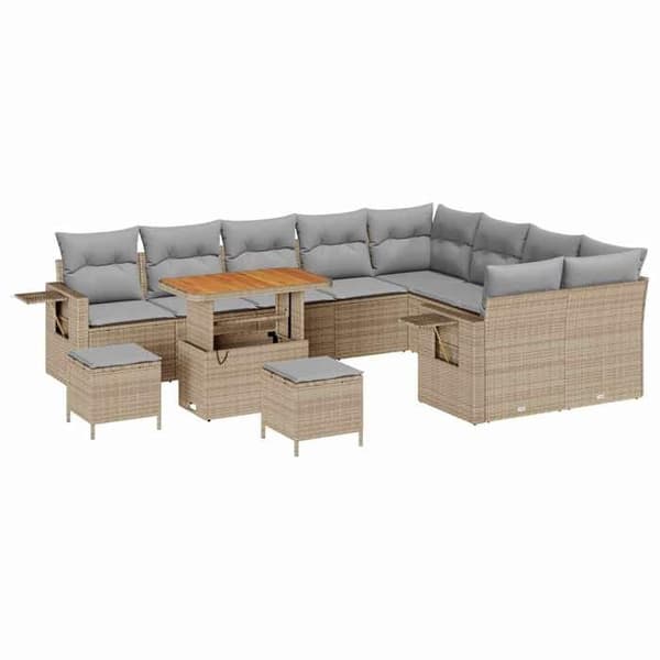 Maison Exclusive - 12-delars trädgårdsoff-set Beige polyrotting beige