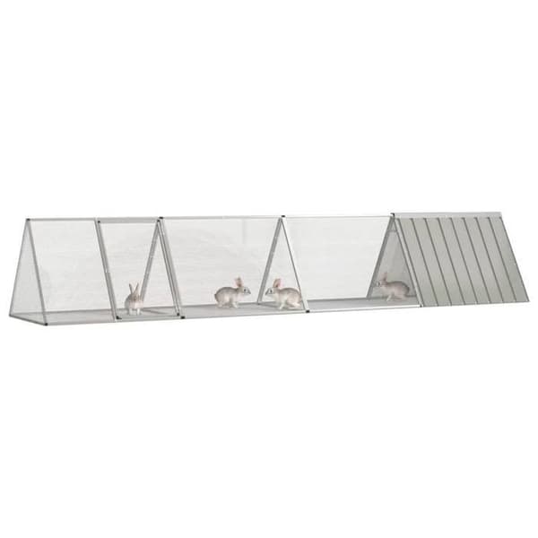 Kaninbur - Eksklusivt Hus - Grå - Galvaniseret Stål - 403,5×80,5×71 cm Grå