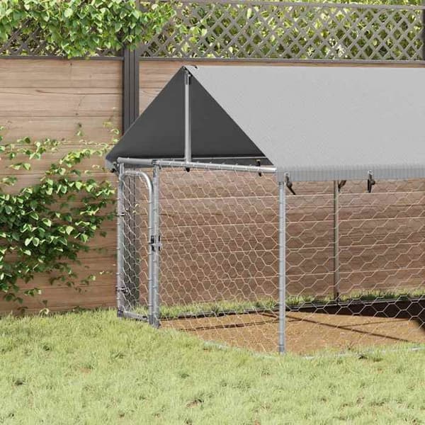 Maison Exclusive - Ulkoilma kennel katolla 600x200x150 cm Silver
