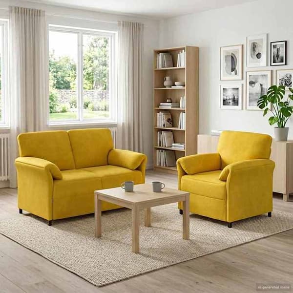 Maison Exclusive - 2 kpl Sohvaryhmä Keltainen Sametti