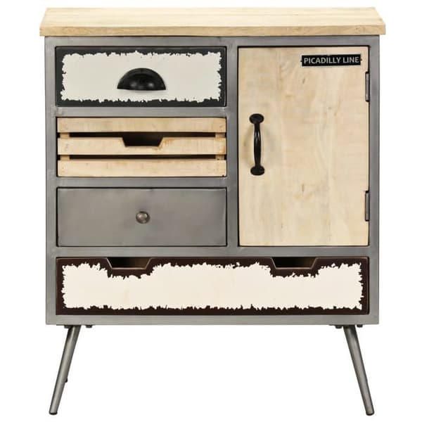 Maison Exclusive - Buffé i massivt mangoträ och stål 65x33x76 cm