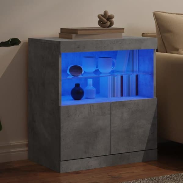 Maison Exclusive - Buffet med LED-lys grå beton 60x37x67 cm