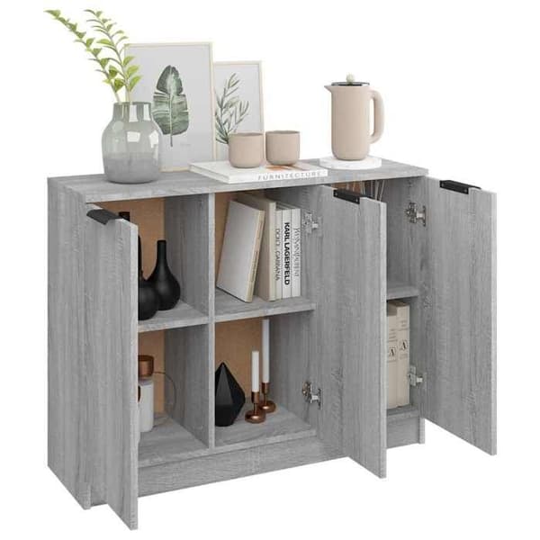 Buffet - EKSKLUSIVT HUS - Sonoma - Grå - 3 døre - Ingeniørtræ 90,5x30x70 cm grå