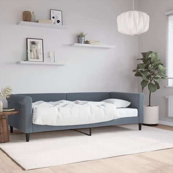 Maison Exclusive - Dagbädd med mörkgrå madrass 90x200 cm i sammet Mörkgrå