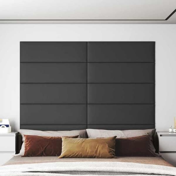 Maison Exclusive - Väggmonterad sänggavel 12 pc 90 x 30 cm Grå tyg
